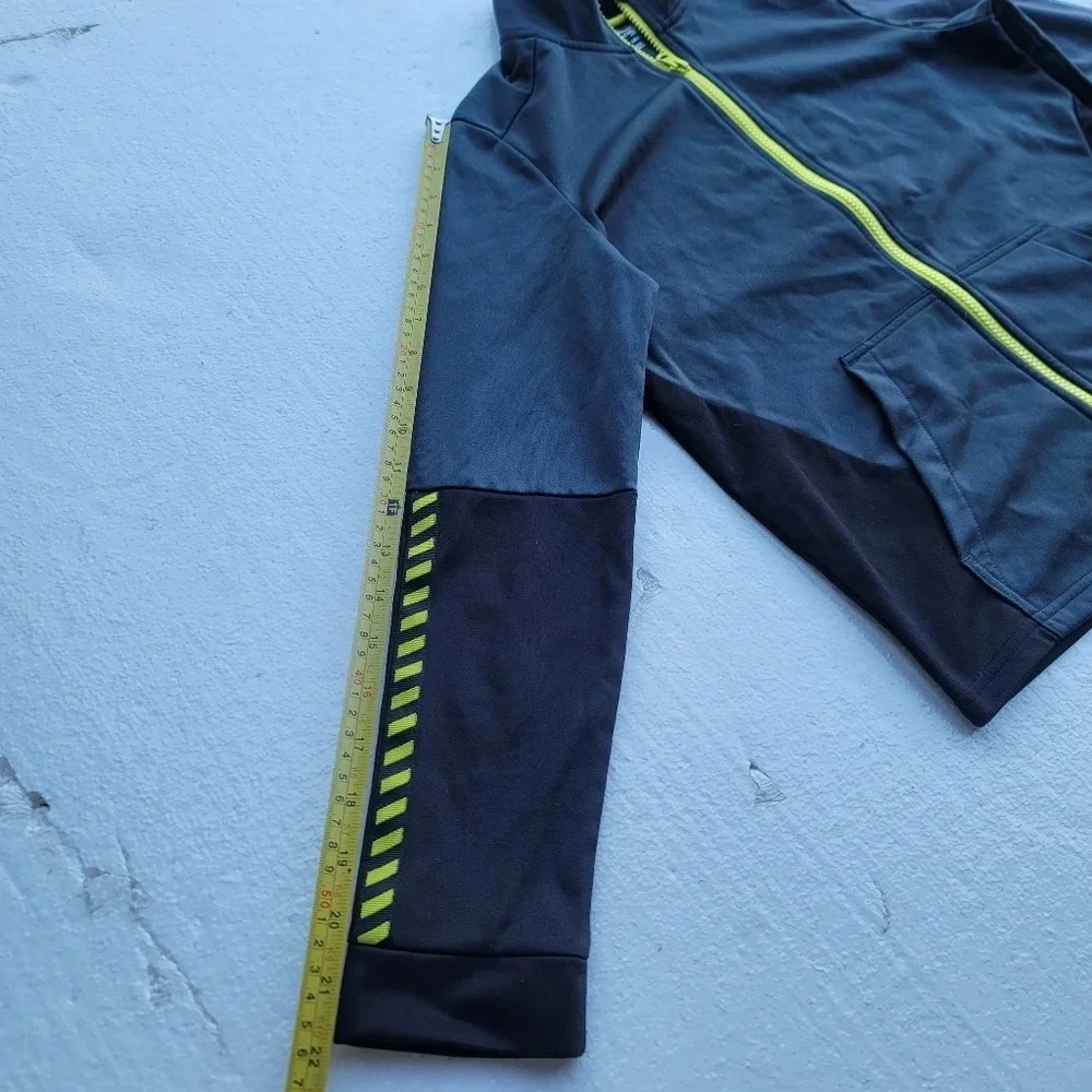 Athletic Works Boys Full Zip Track Jacket Size L (10-12) Gray Black Yellow
